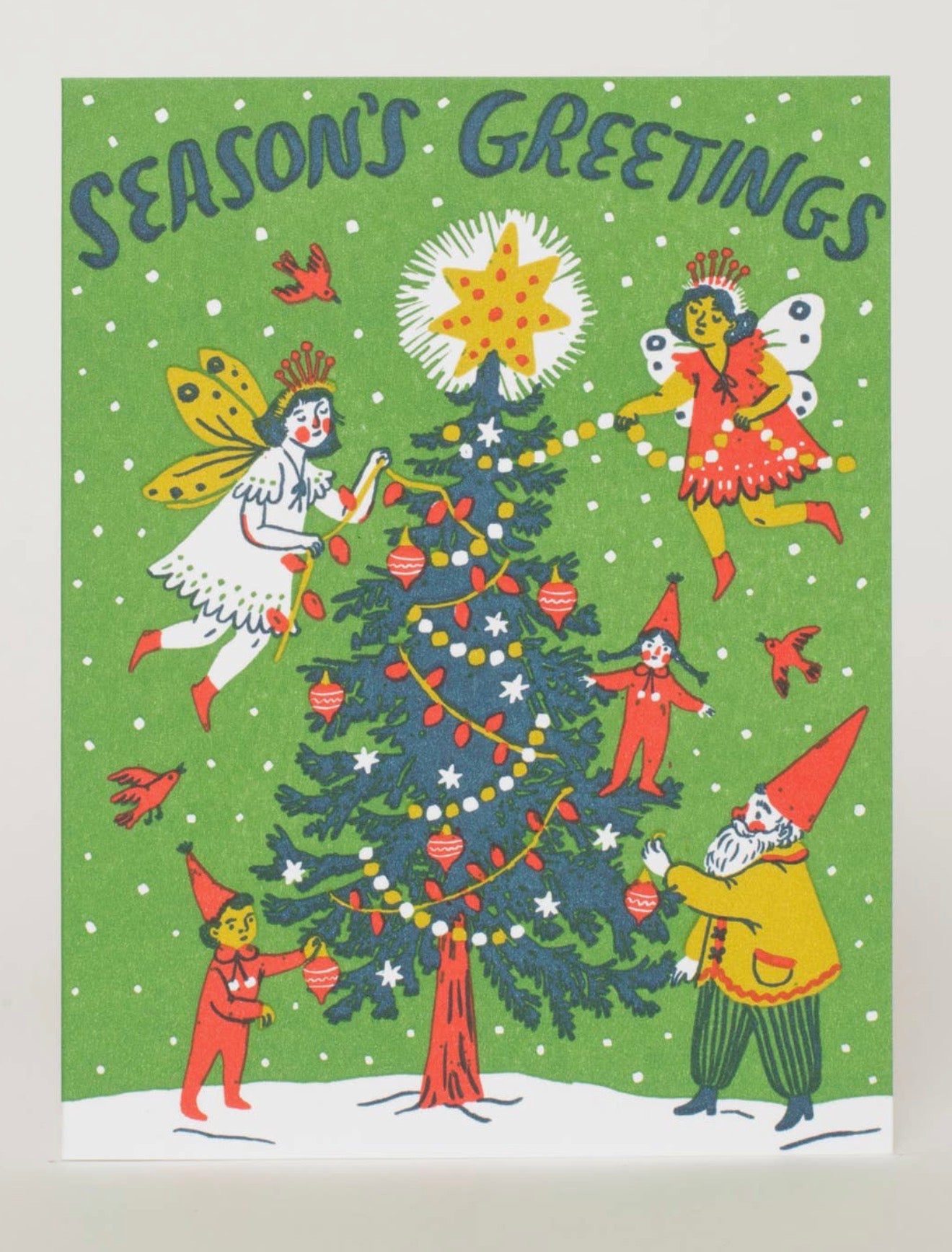 Christmas Fairies Letterpress Greeting Card