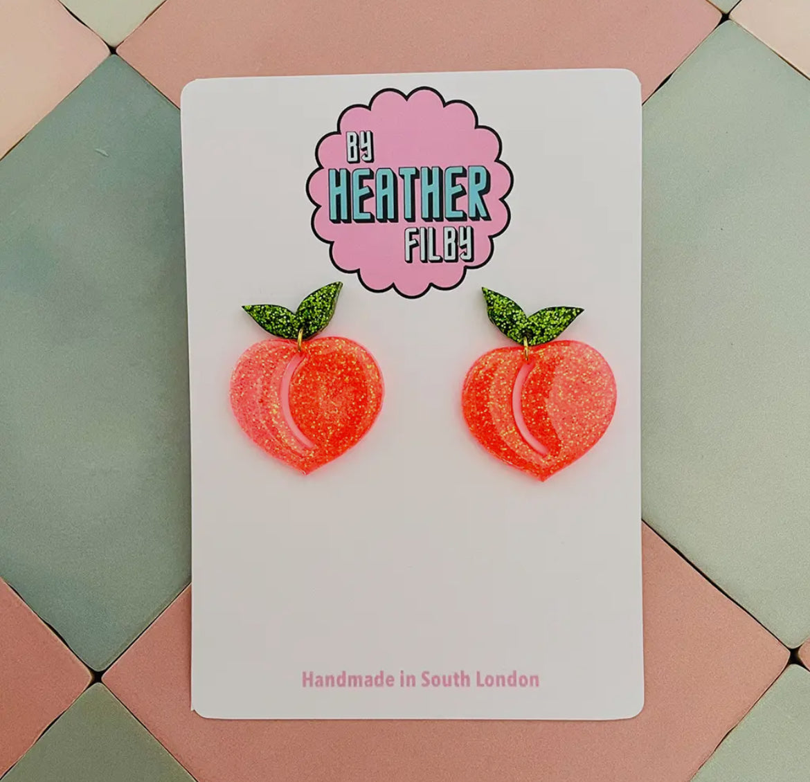 Peach Glitter Earrings