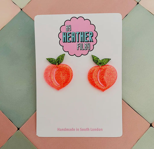 Peach Glitter Earrings