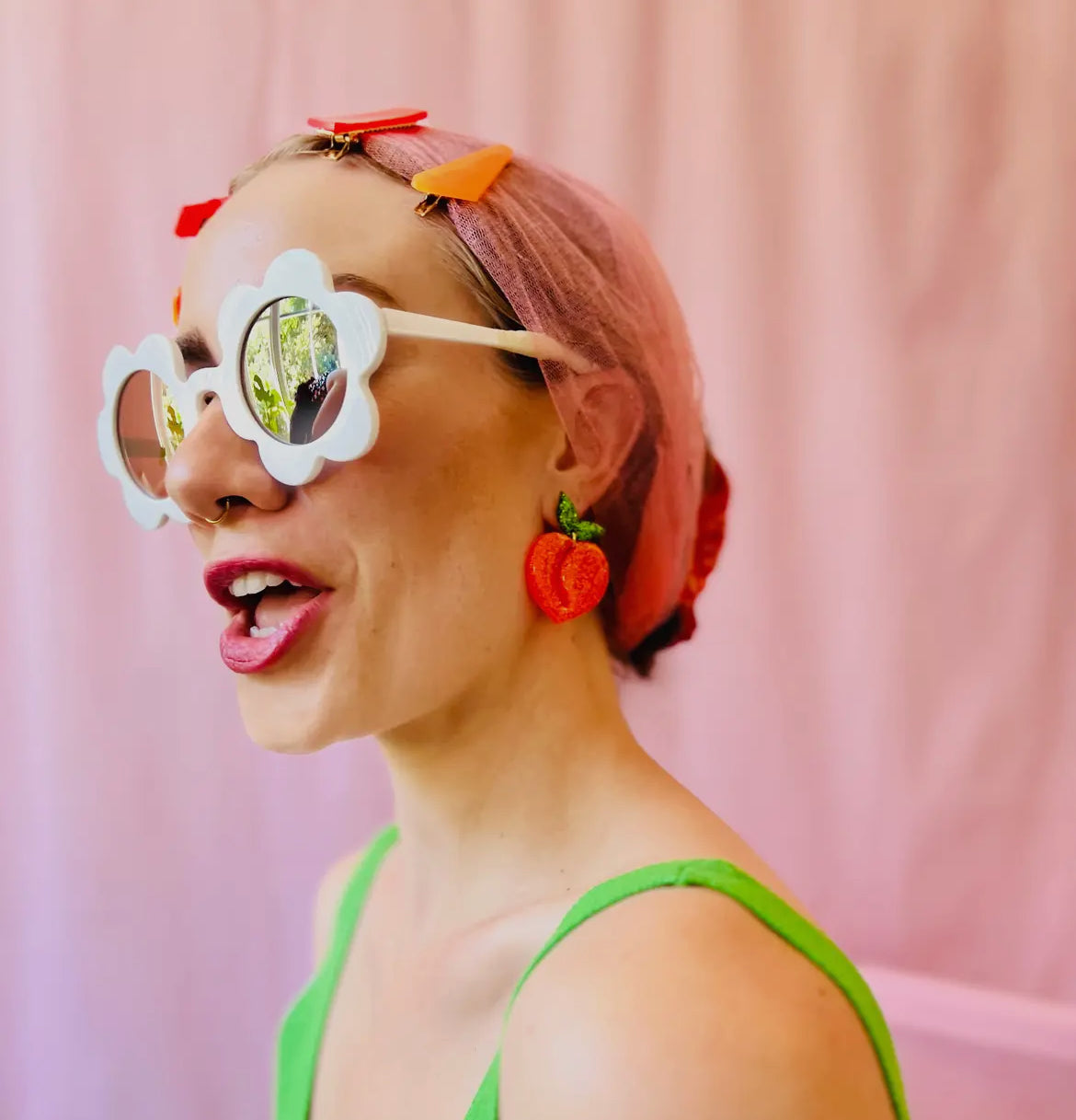 Peach Glitter Earrings