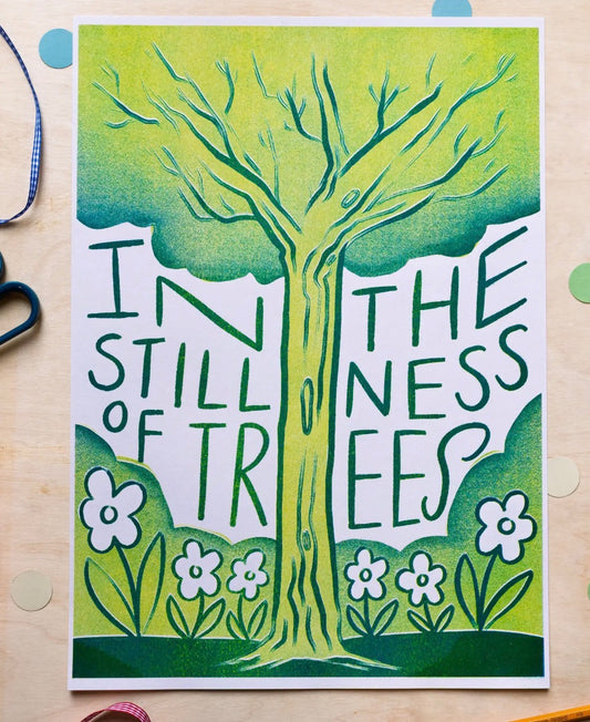 In the Stillness of Trees A3 Risograph Print
