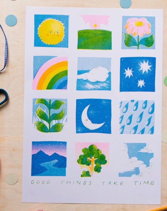 Good Things Take Time A3 Risograph Print