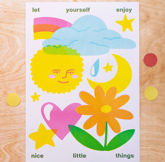 Let Yourself Enjoy Nice Little Things A4 Risograph Print