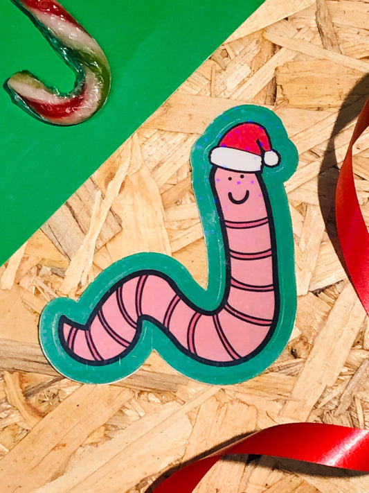 Christmas Worm Sticker