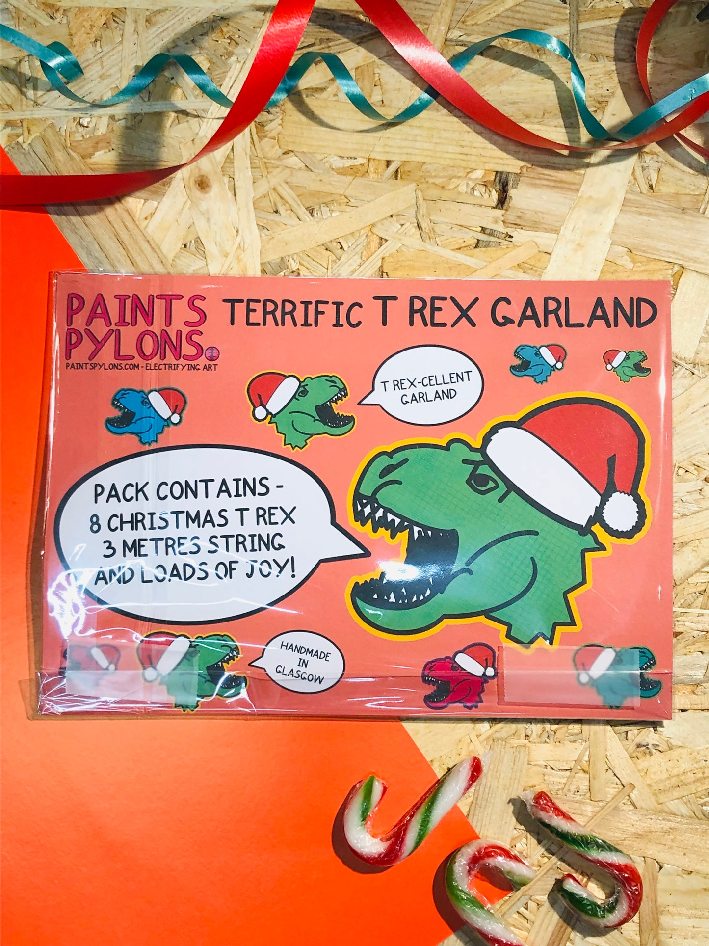 T Rex Christmas Garland