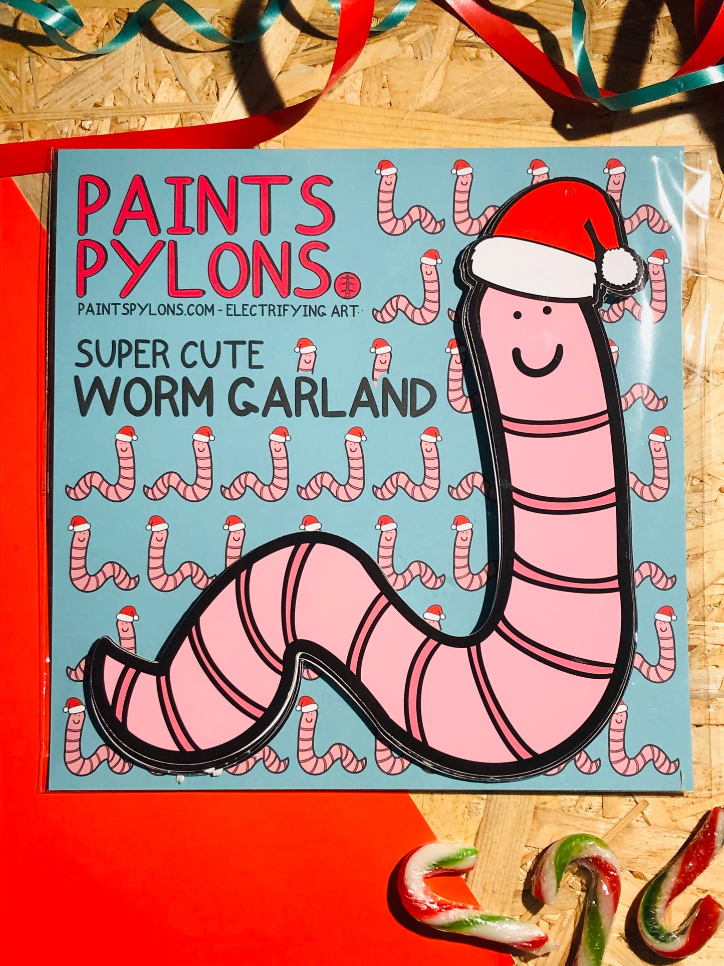 Cute Worm Christmas Garland