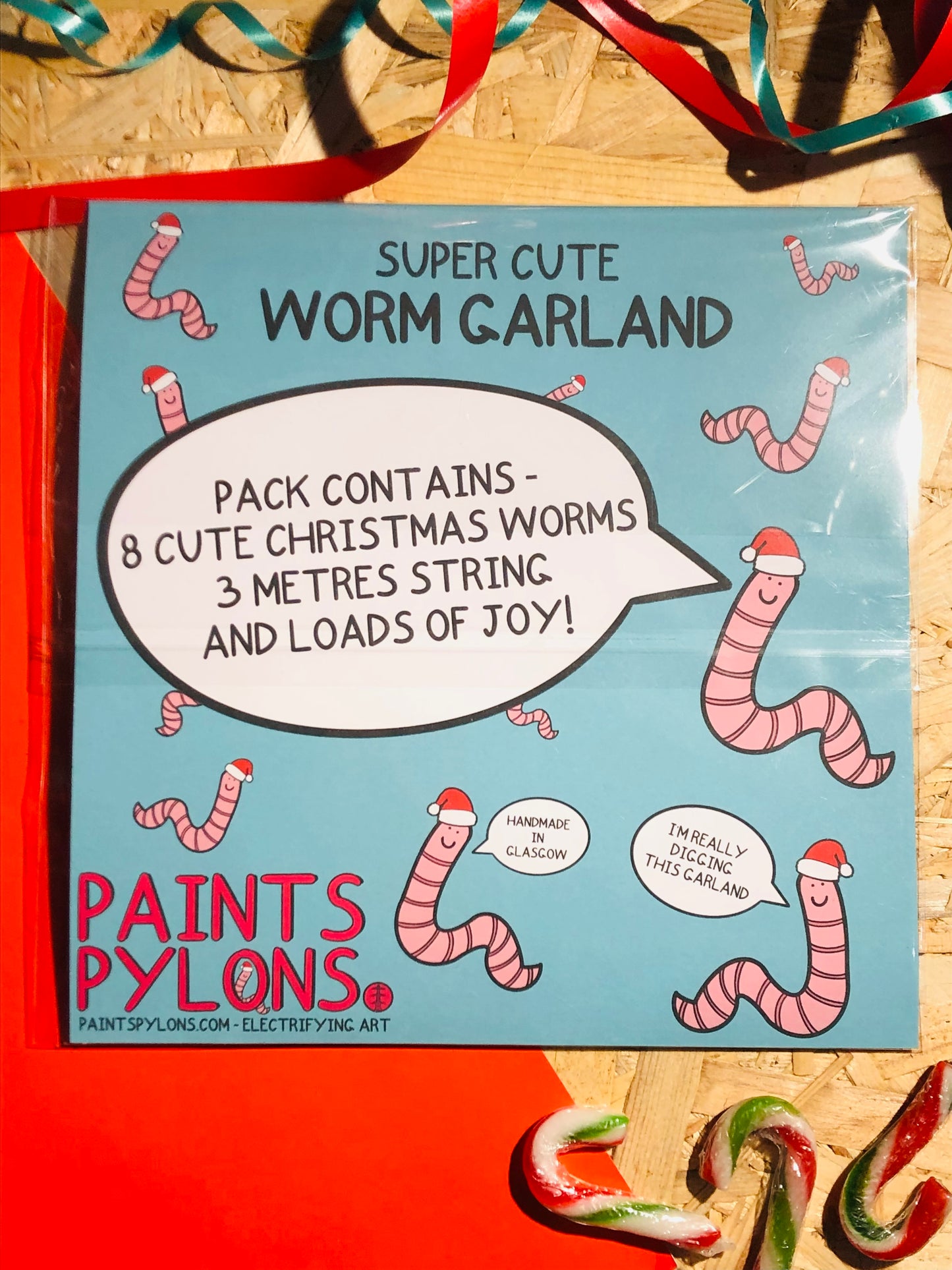 Cute Worm Christmas Garland