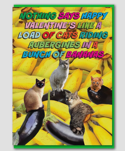 Aubergine Banana Cats Card