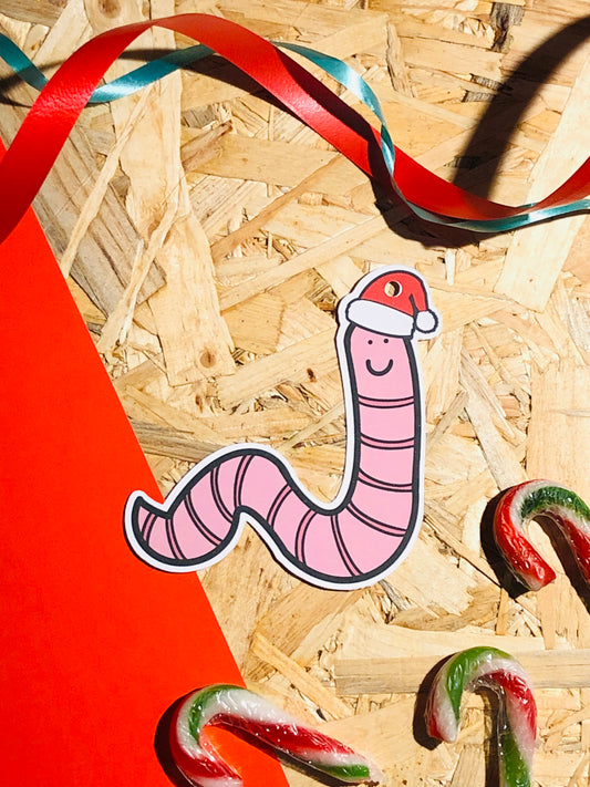 Cute Worm Christmas Gift Tags