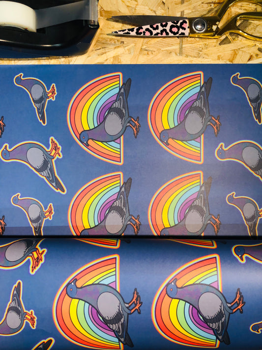 Rainbow Pigeon Wrapping Paper