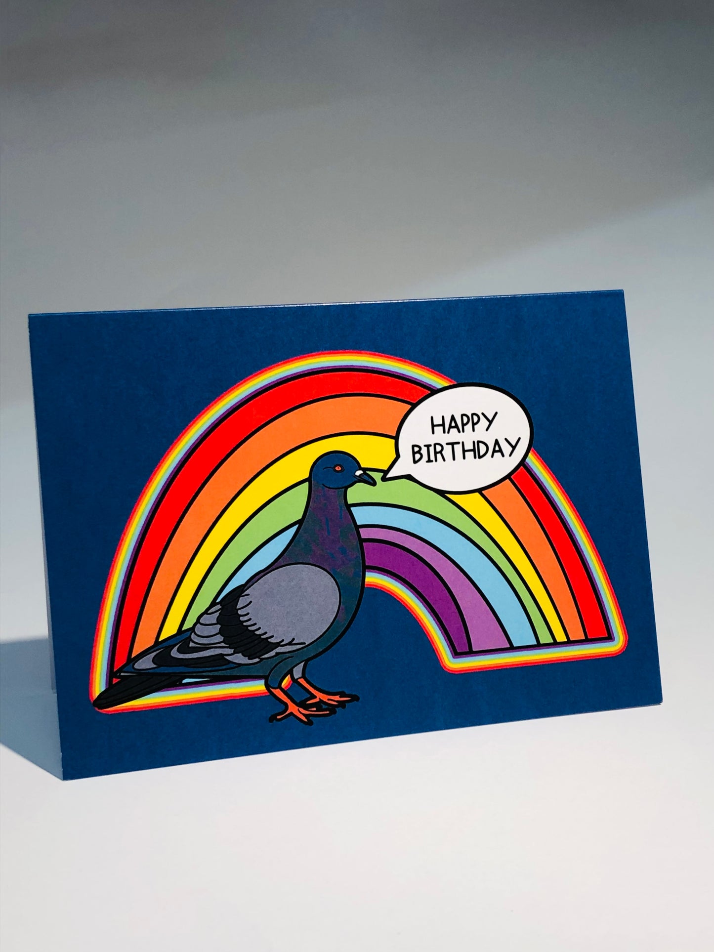 Rainbow Pigeon Birthday Card