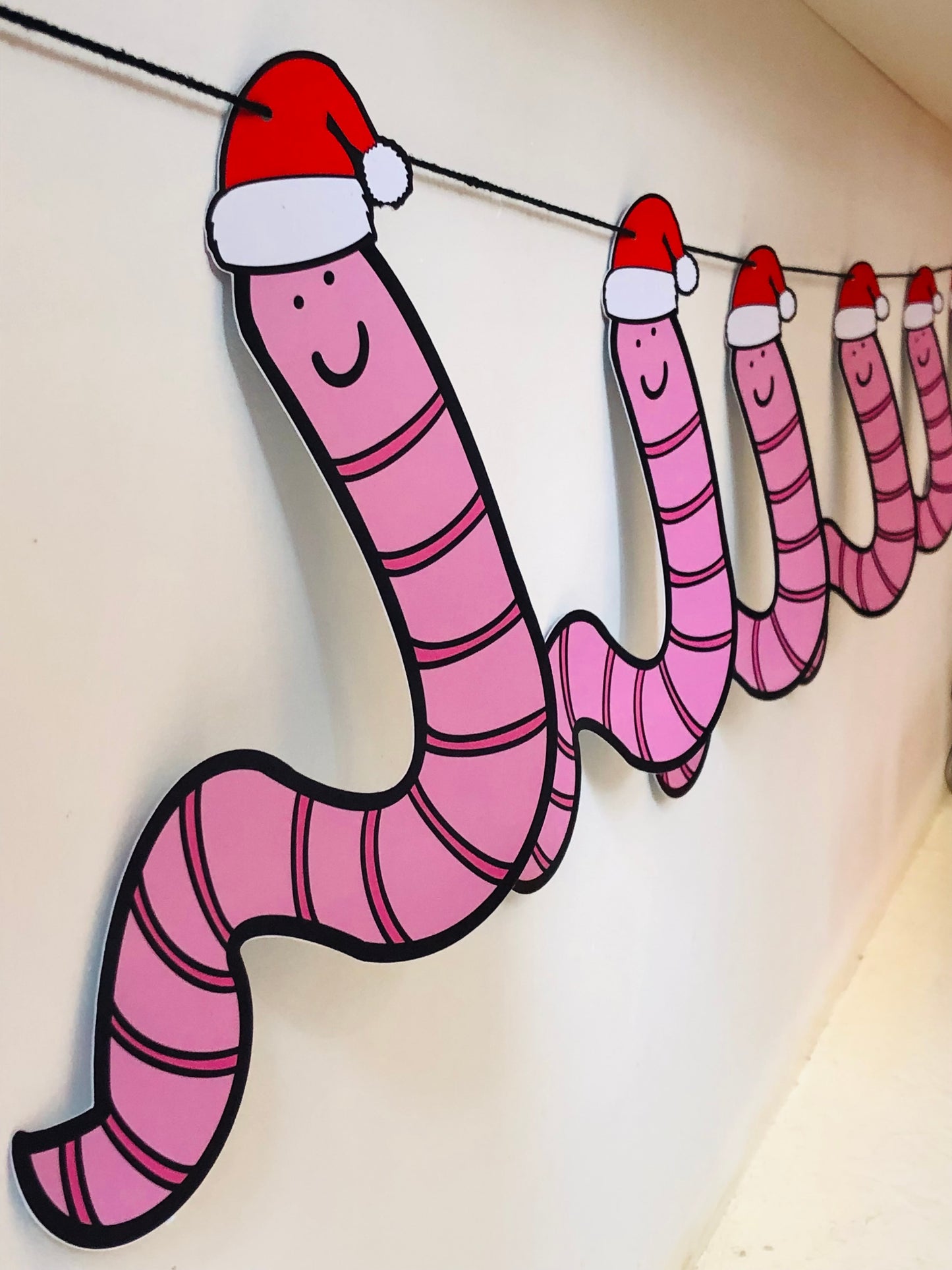 Cute Worm Christmas Garland