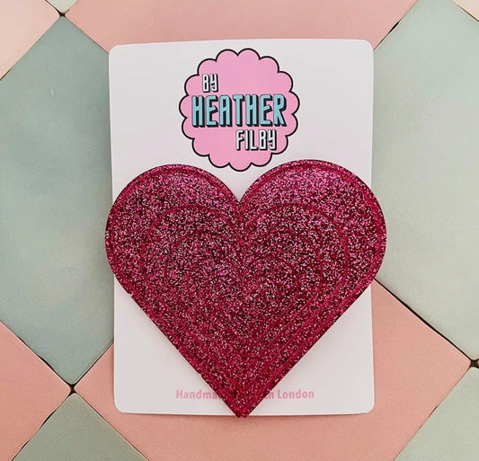 Large Heart Glitter Hair Clip