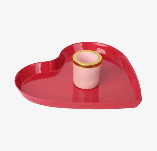 Emamel Heart Shaped Candle Holder