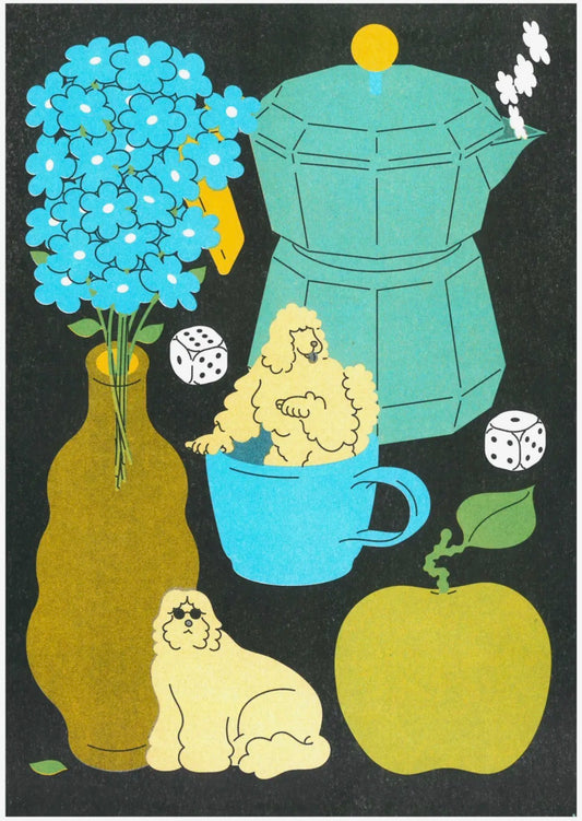 Still Life with Poodles A4 Print