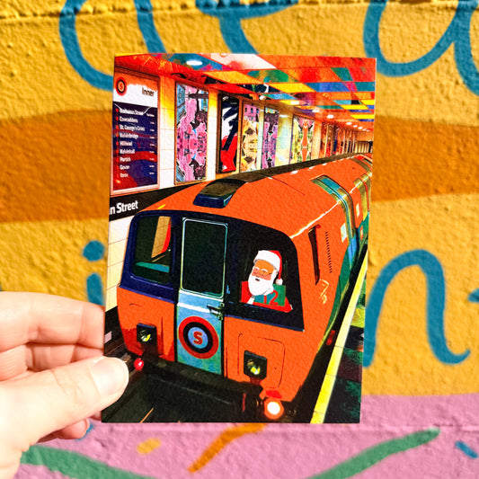 Subway Santa Christmas Card