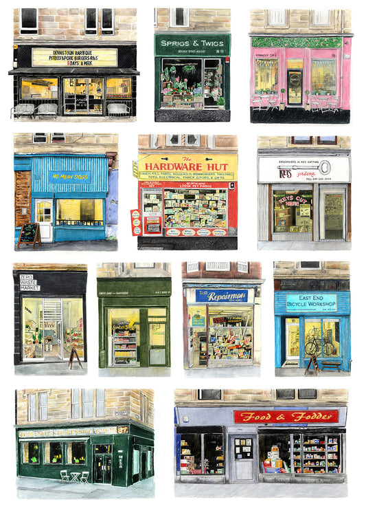 Dennistoun Shop Fronts Print