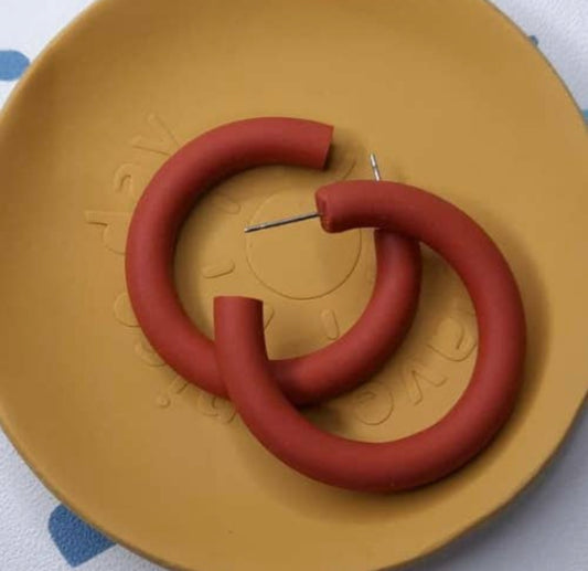Terracotta Polymer Clay Hoop Earrings