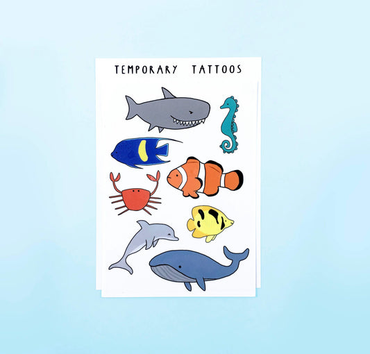 Ocean Animals Temporary Tattoo Sheet