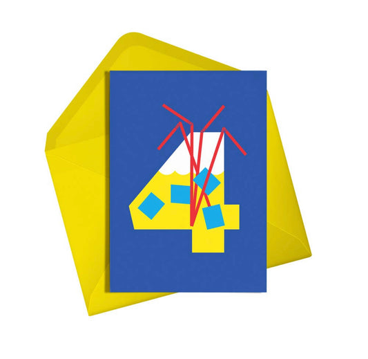 Four Straws Birthday Card