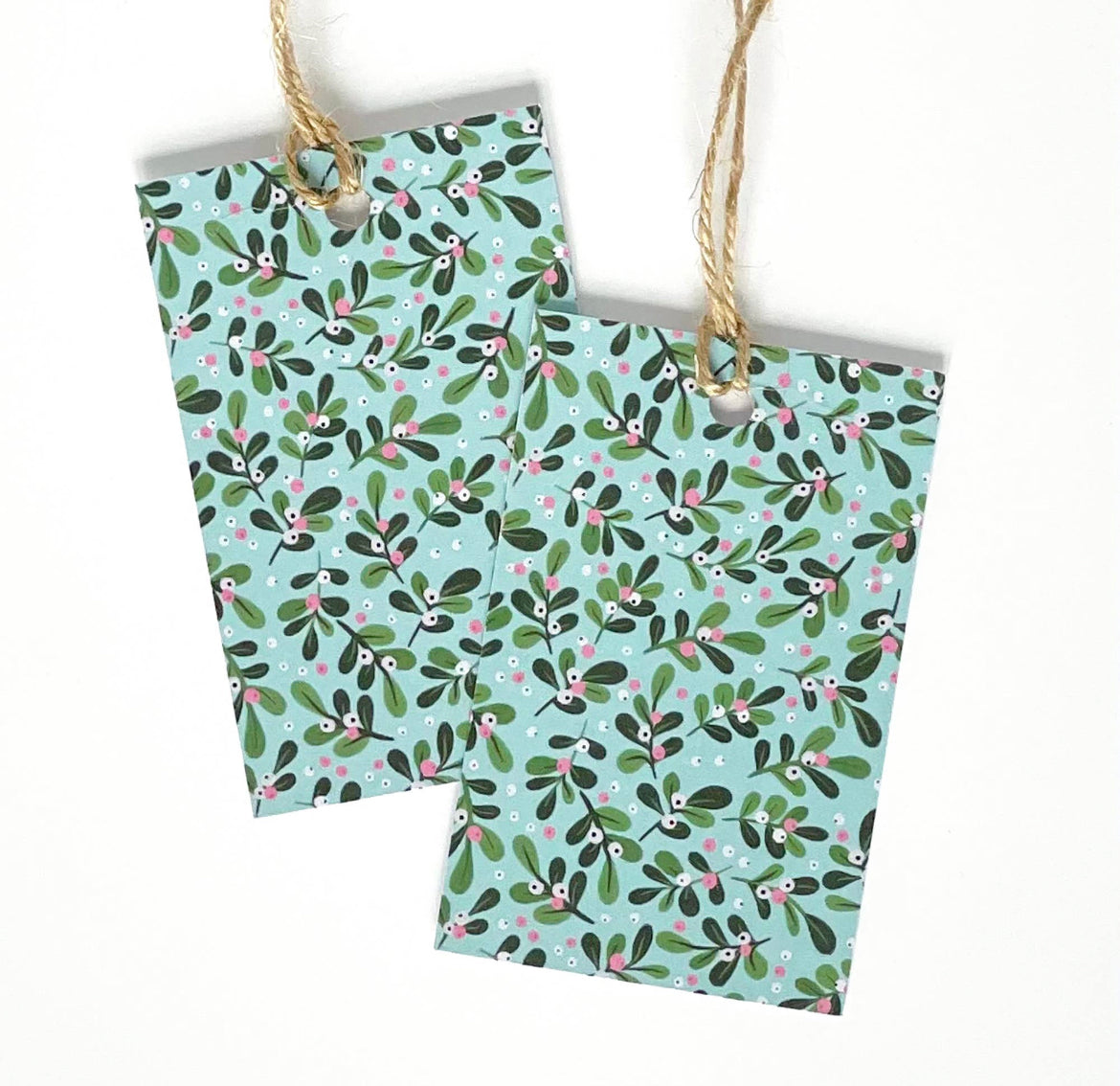 Christmas Aqua Mistletoe Gift Tags